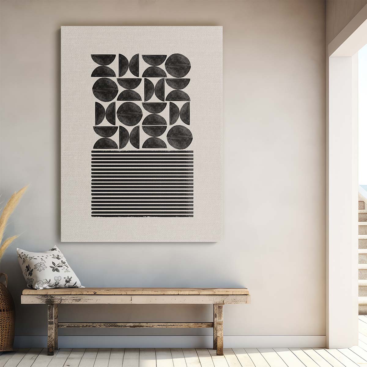 Mid-Century Beige Geometric Illustration Abstract Wall Art by MIUUS STUDIO by Luxuriance Designs, made in USA