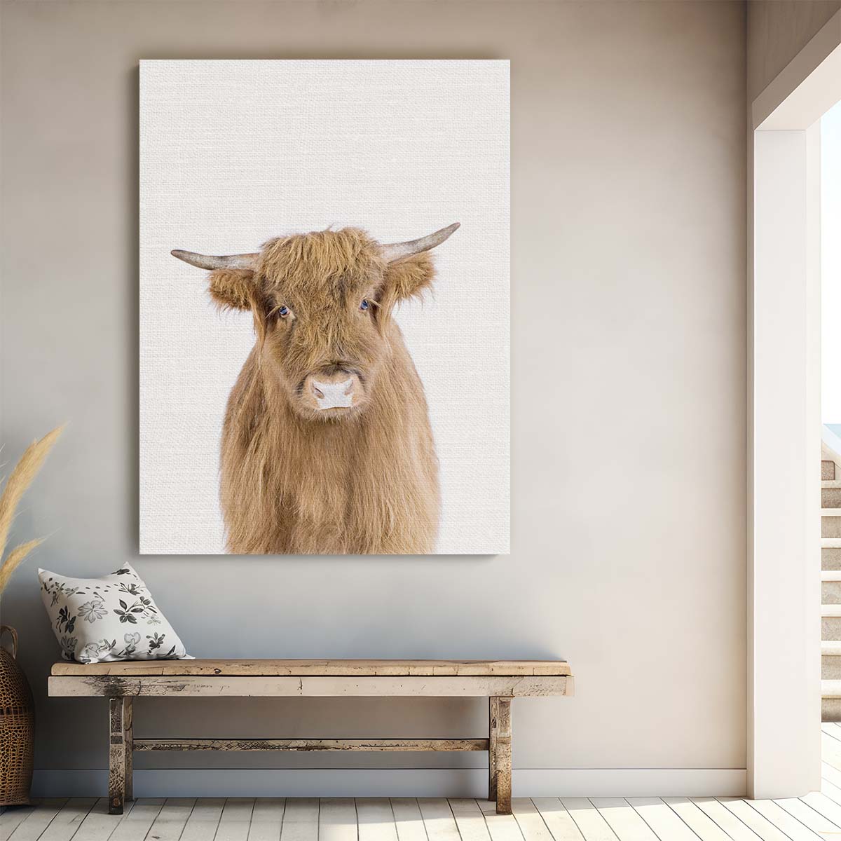 Pastoral Baby Cow Portrait, Rural Farmhouse Wall Art by Luxuriance Designs, made in USA