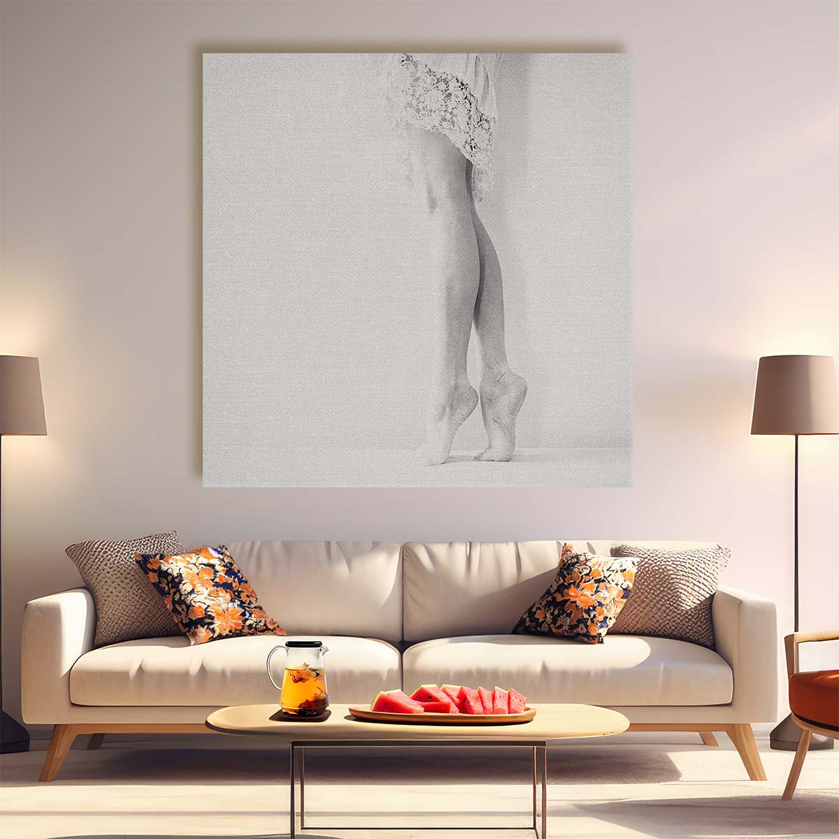 Delicate Monochrome Portrait of a Ballerina in Lace, Netherlands Wall Art by Luxuriance Designs. Made in USA.