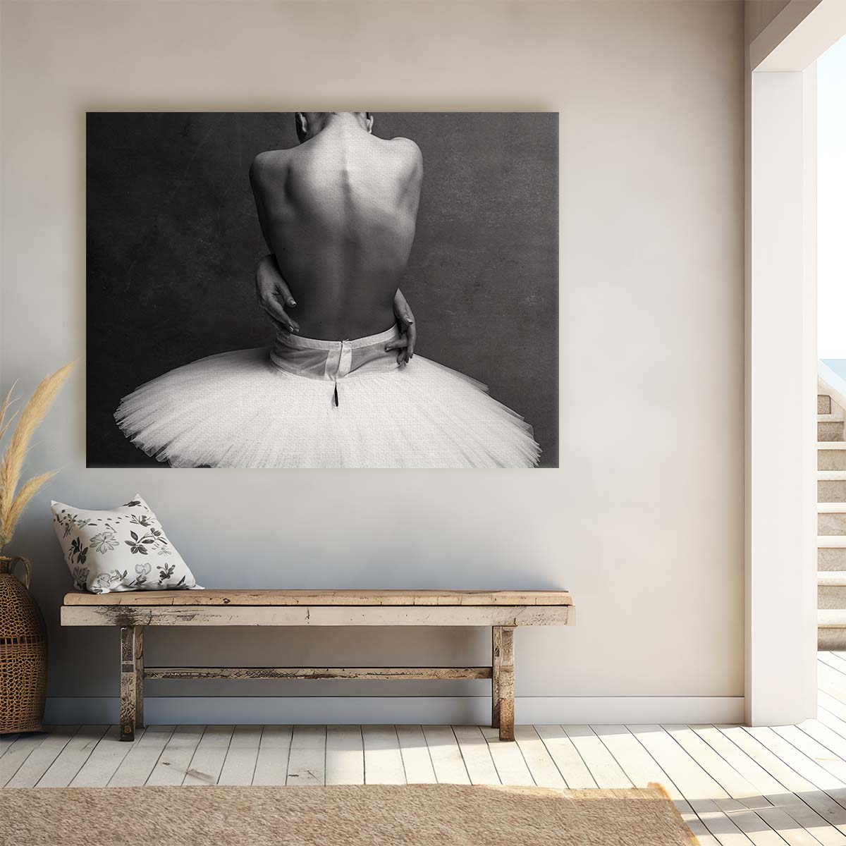 Elegant Ballerina Pose in Monochrome - Ballet Photography Wall Art