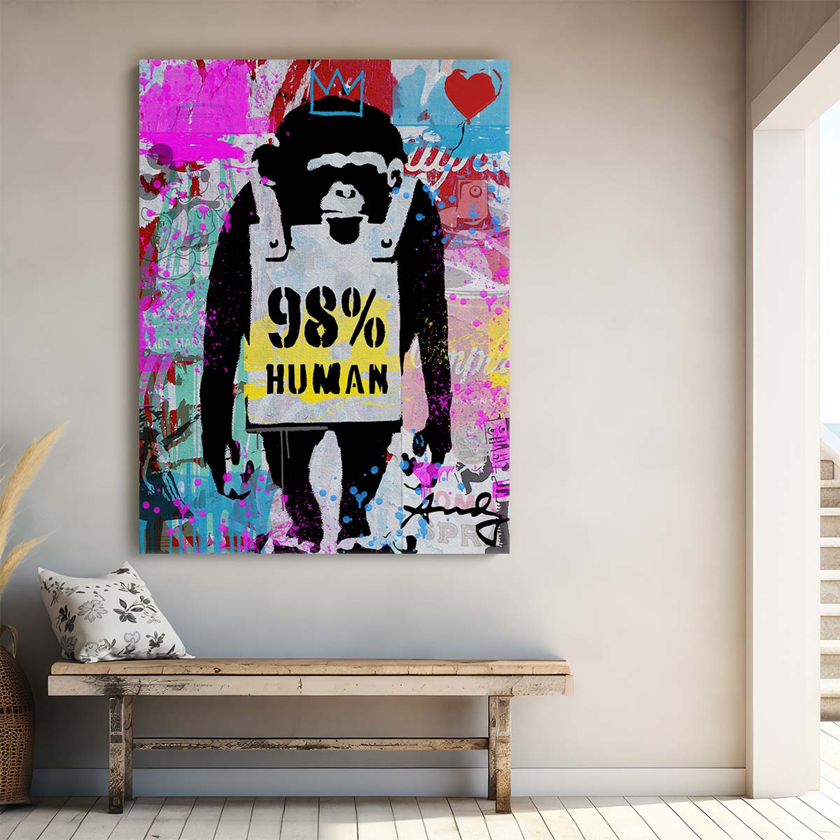 Banksy 98% Human Graffiti Wall Art by Luxuriance Designs. Made in USA.