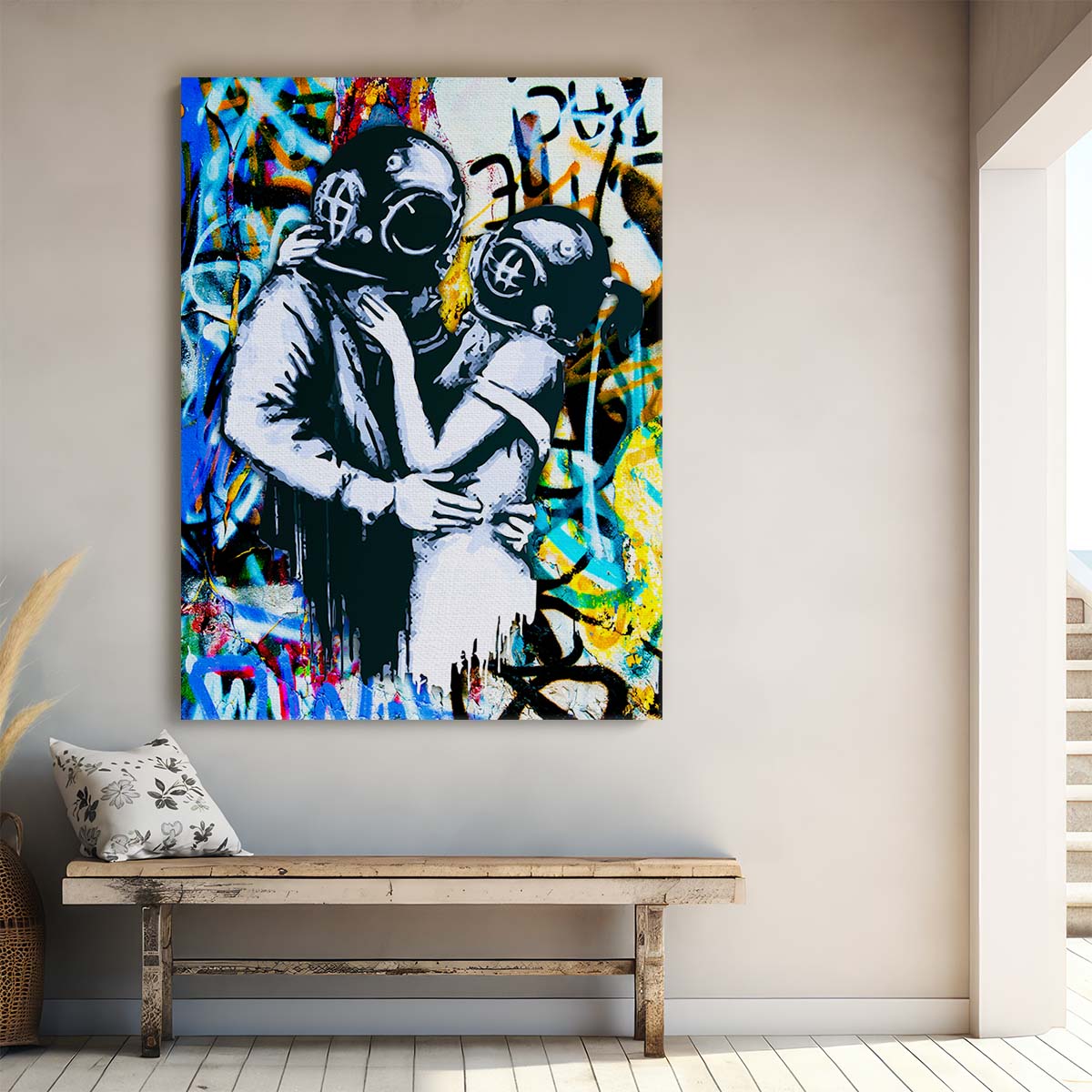 Banksy Diver Love Graffiti Wall Art by Luxuriance Designs. Made in USA.