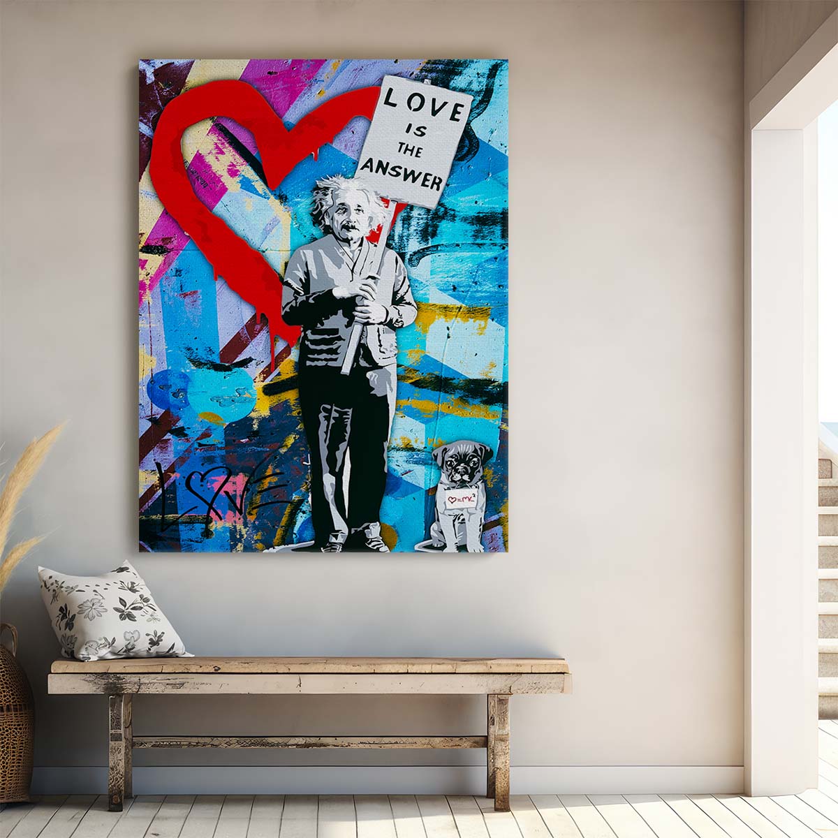 Banksy Einstein Love Is The Answer Graffiti Wall Art by Luxuriance Designs. Made in USA.