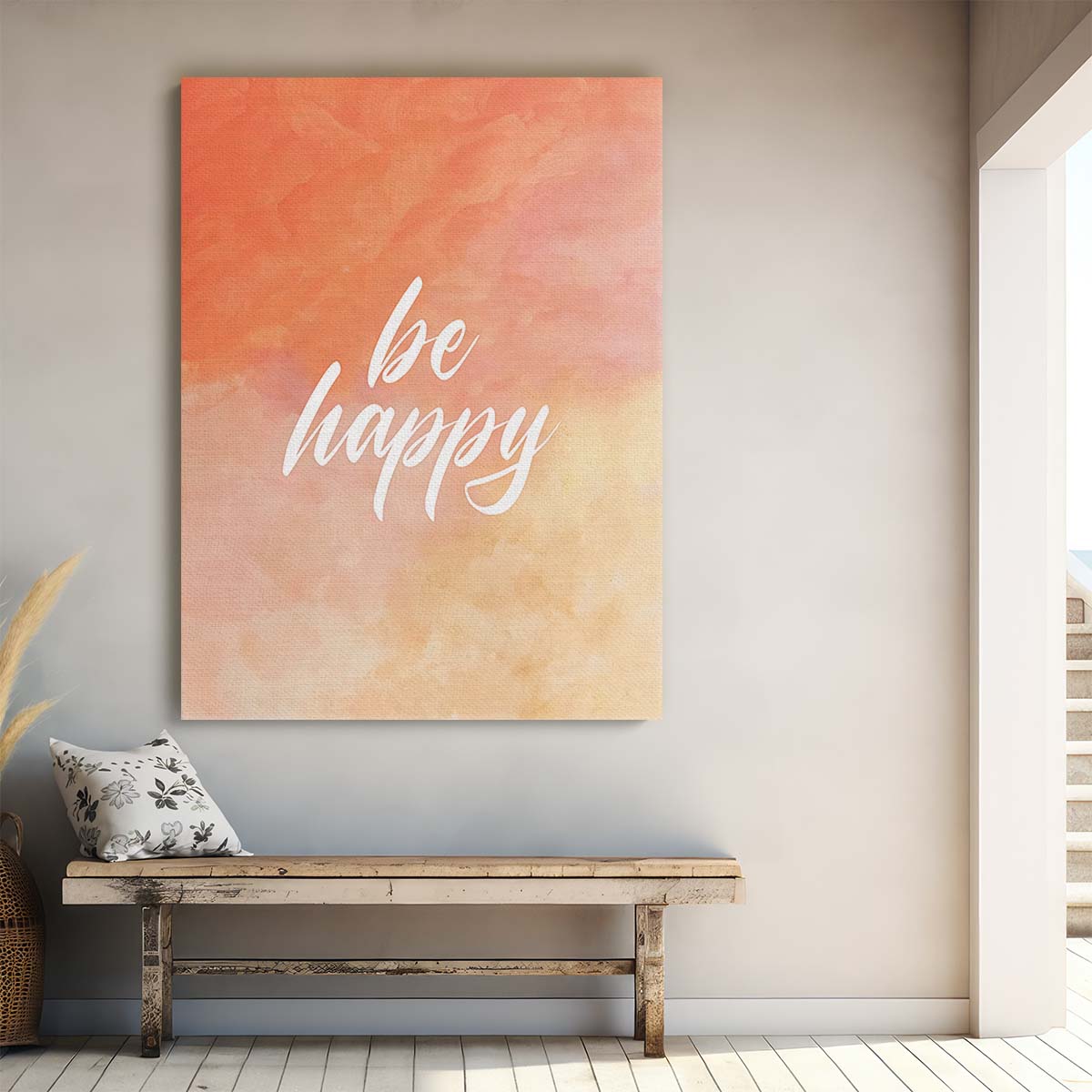 Be Happy Quote Wall Art by Luxuriance Designs. Made in USA.