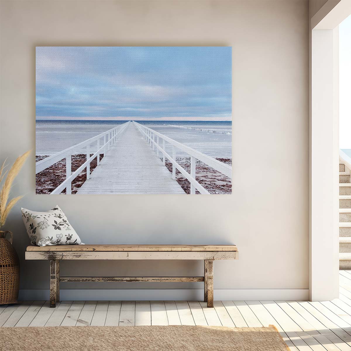 Malmo Pier Seascape Coastal Bridge Wall Art by Luxuriance Designs. Made in USA.