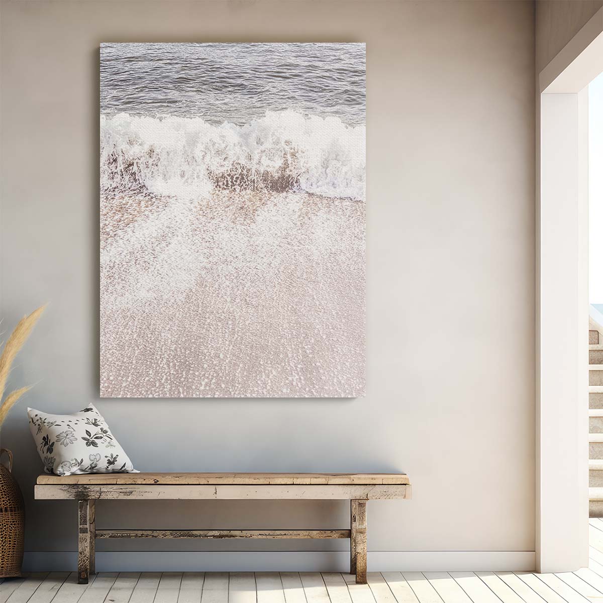 Abstract Beige Coastal Seascape Ocean Waves Photography Wall Art by Luxuriance Designs, made in USA