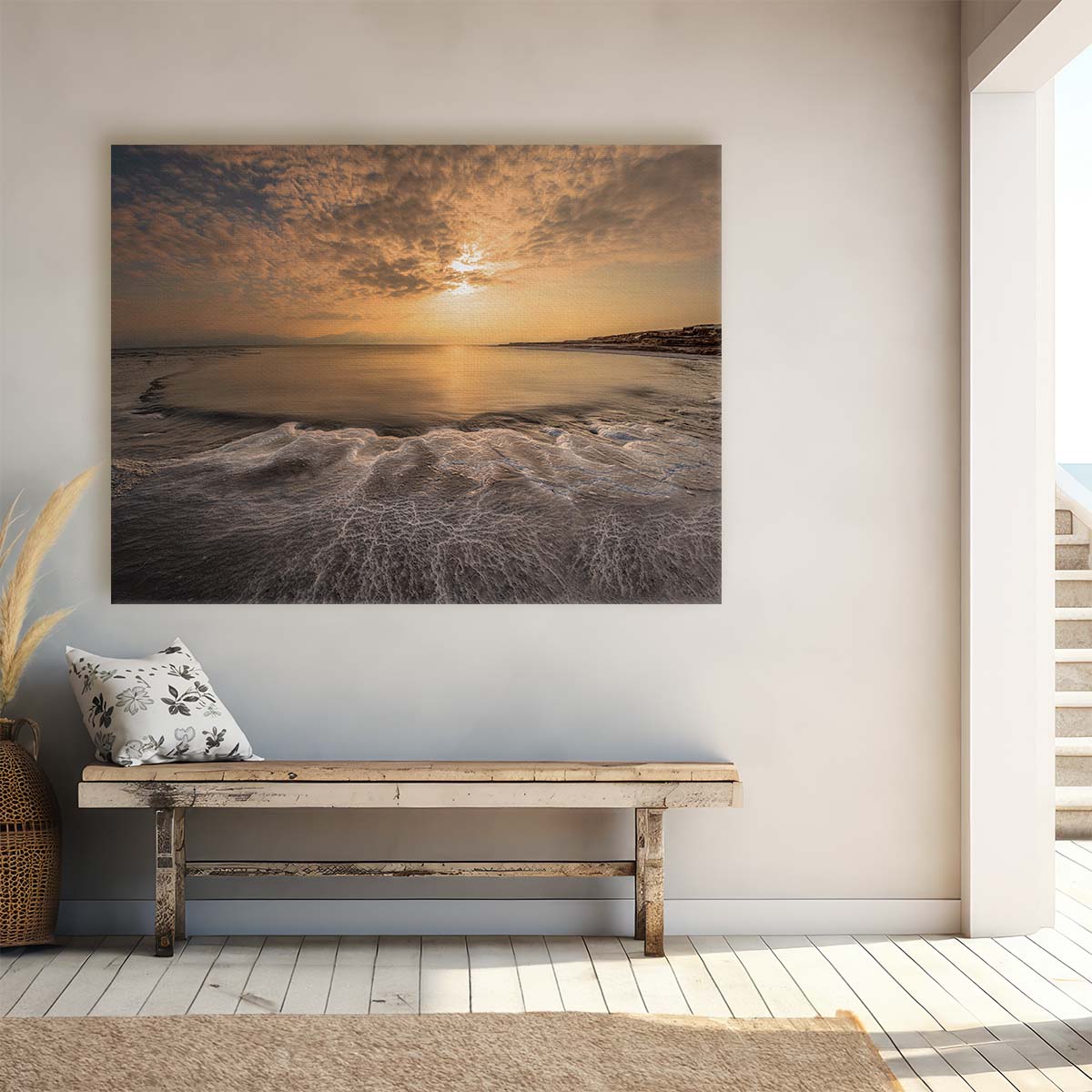 Coastal Sunset Seascape Ocean & Beach Wall Art by Luxuriance Designs. Made in USA.