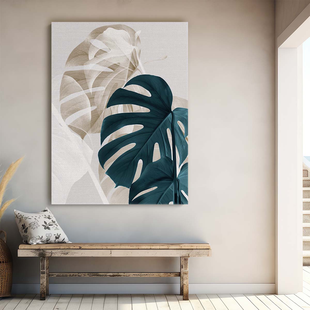 Botanical Monstera Leaves Photography - Creative Double Exposure Wall Art by Luxuriance Designs, made in USA