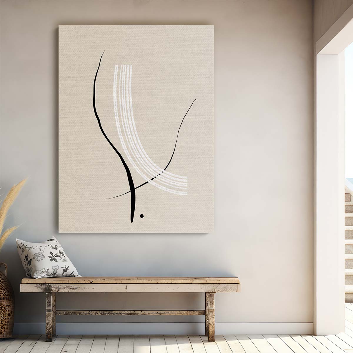 Beige Abstract Shapes Illustration Wall Art by Uplusmestudio by Luxuriance Designs, made in USA