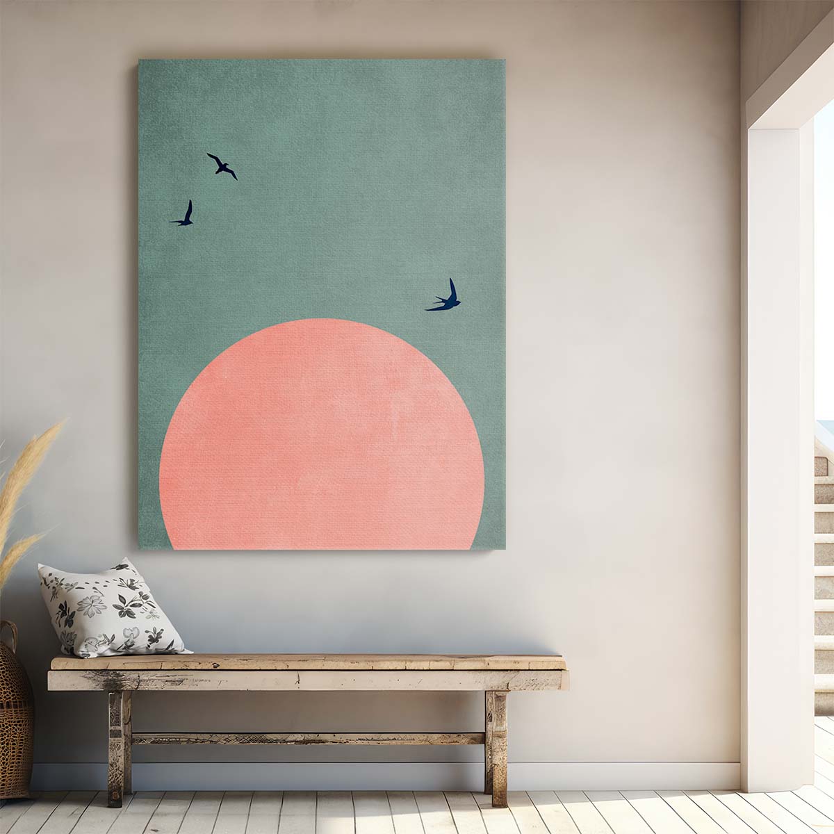 Kubistika's Abstract Geometric Bird Illustration in Nature at Dusk by Luxuriance Designs, made in USA