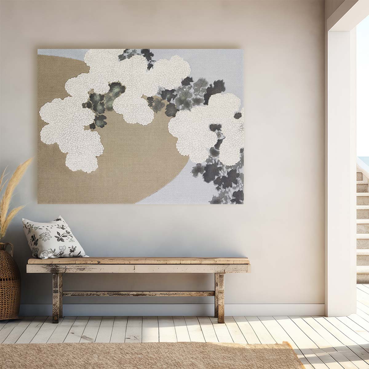 Vintage Sekka Momoyogusa Japanese Blossom Floral Wall Art by Luxuriance Designs. Made in USA.