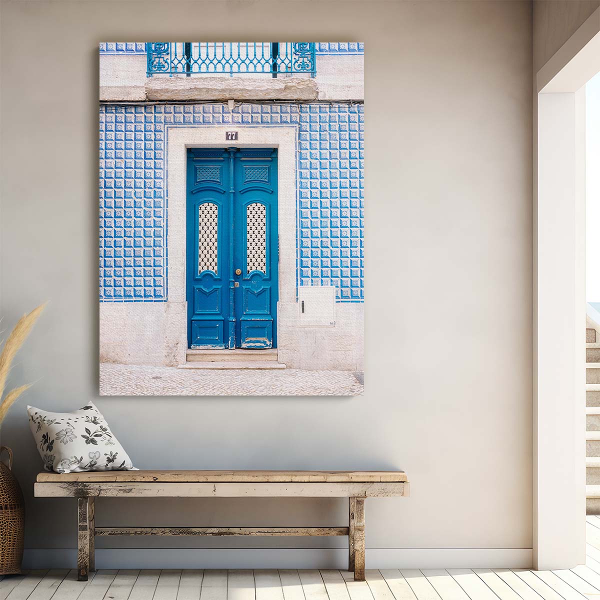 Lisbon, Portugal Blue Door Architecture Photography Wall Art by Luxuriance Designs, made in USA