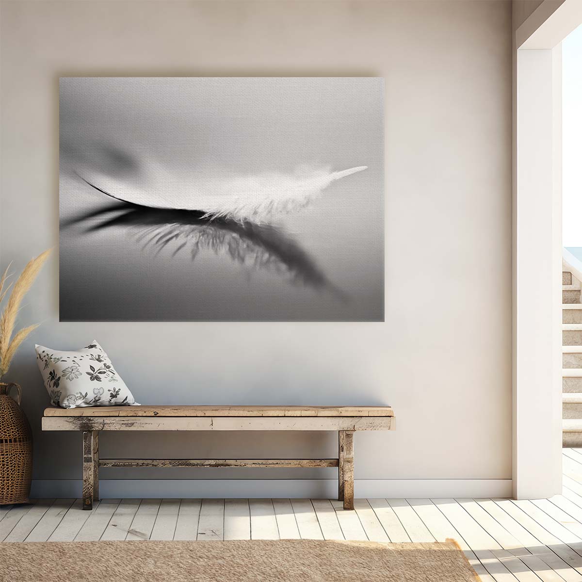 Delicate Feather Abstract Monochrome Wall Art by Luxuriance Designs. Made in USA.