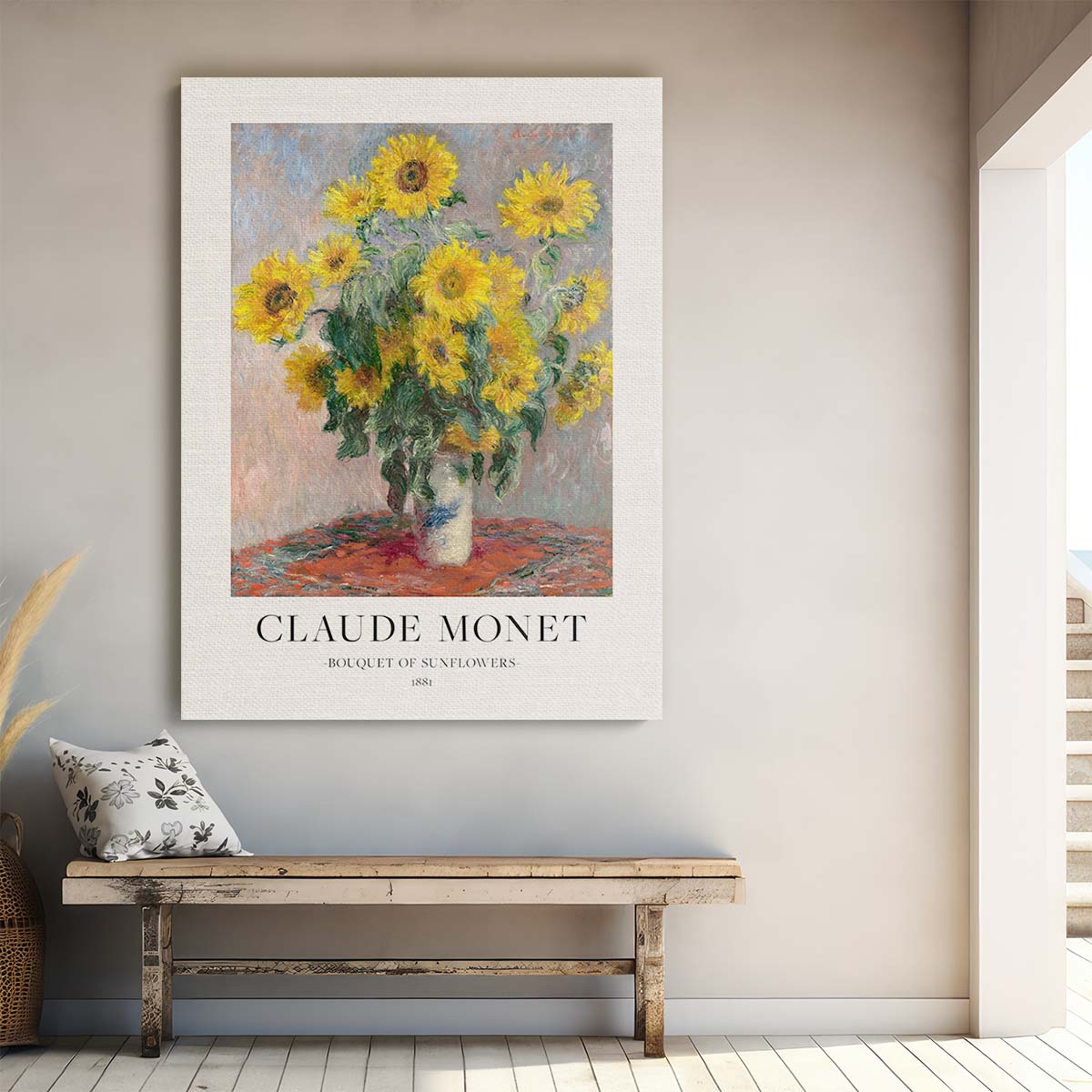 Claude Monet's Masterpiece Bouquet of Sunflowers Oil Painting Poster by Luxuriance Designs, made in USA