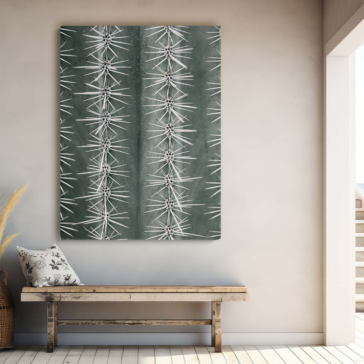 Botanical Abstract Cacti Photography - Green Thorny Plant Still Life Art by Luxuriance Designs, made in USA