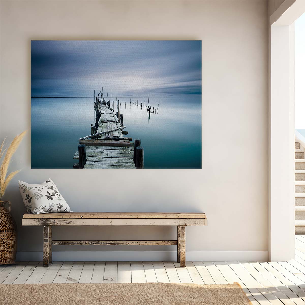 Serene Carrasqueira Pier Seascape Tranquility Wall Art by Luxuriance Designs. Made in USA.