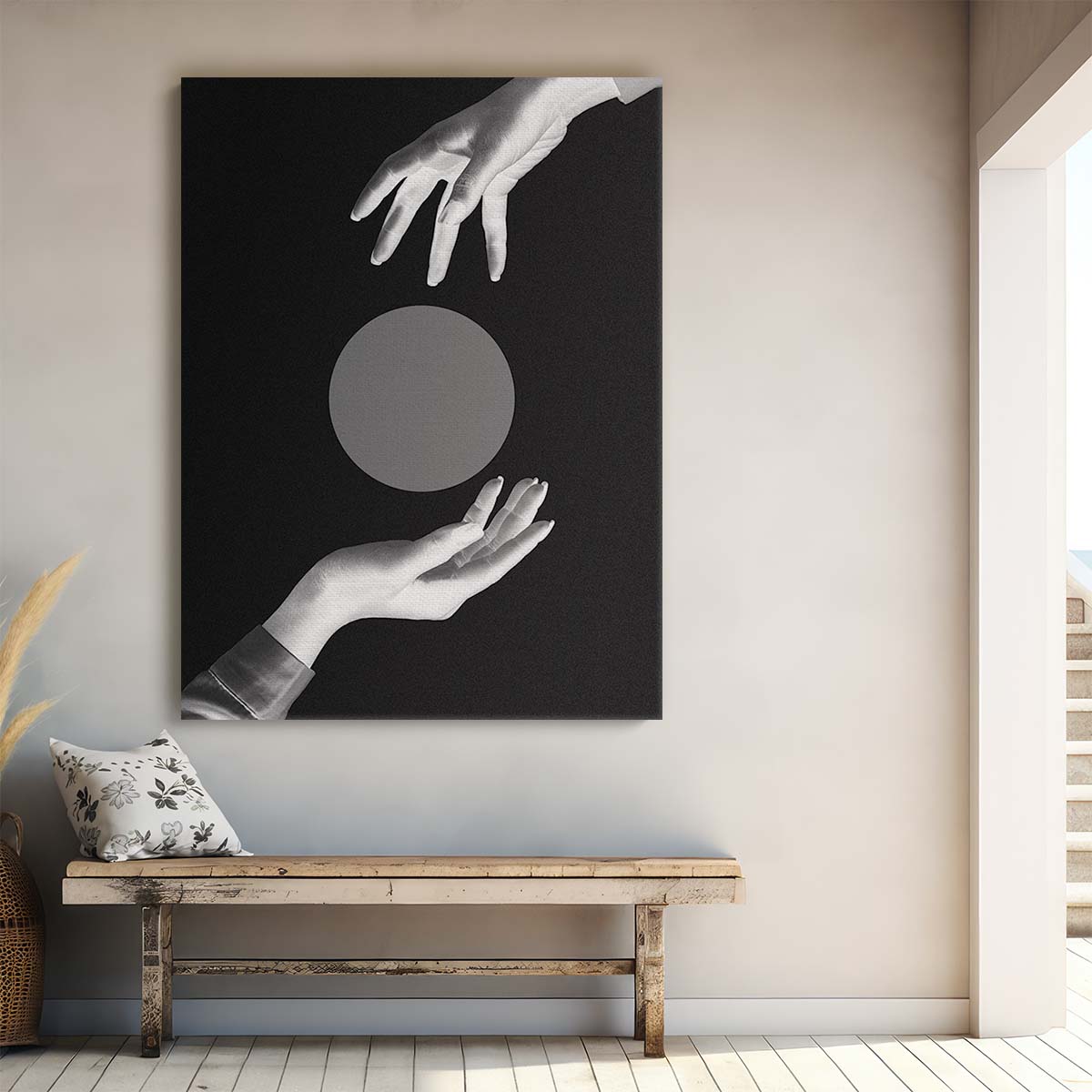 Mid-Century Abstract Monochrome Hand Collage Photography Wall Art by Luxuriance Designs, made in USA