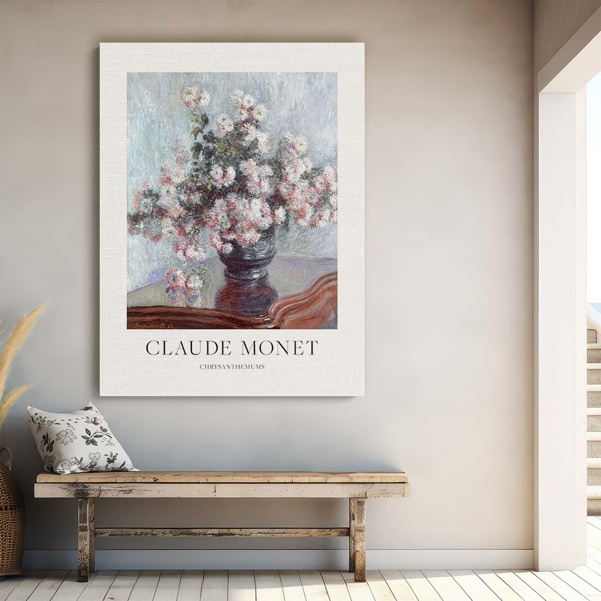 Claude Monet's Bright Chrysanthemums Oil Paint Illustration by Luxuriance Designs, made in USA