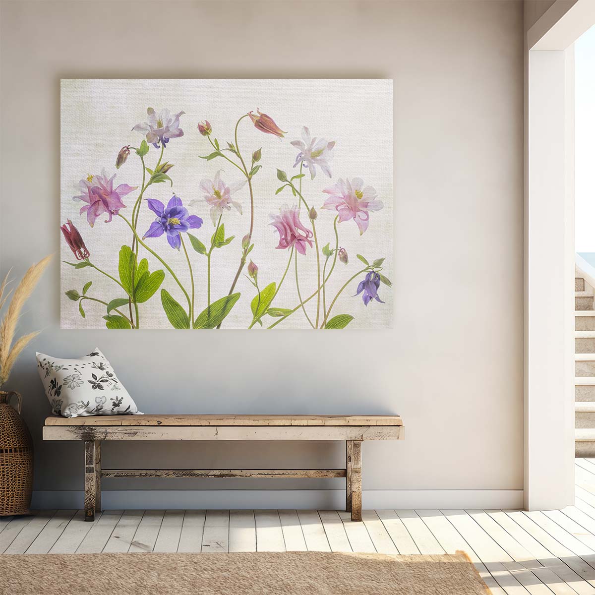 Pastel Columbine Bloom Macro Floral Photography Wall Art