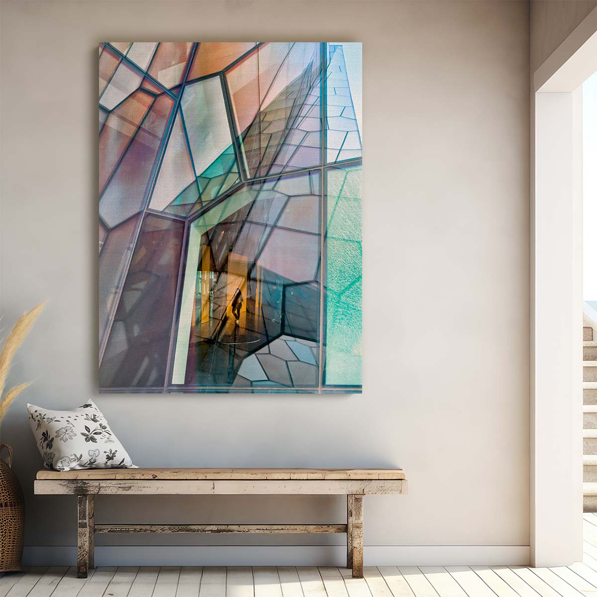Abstract Pastel Mosaic Window Architecture Photography Wall Art by Luxuriance Designs, made in USA
