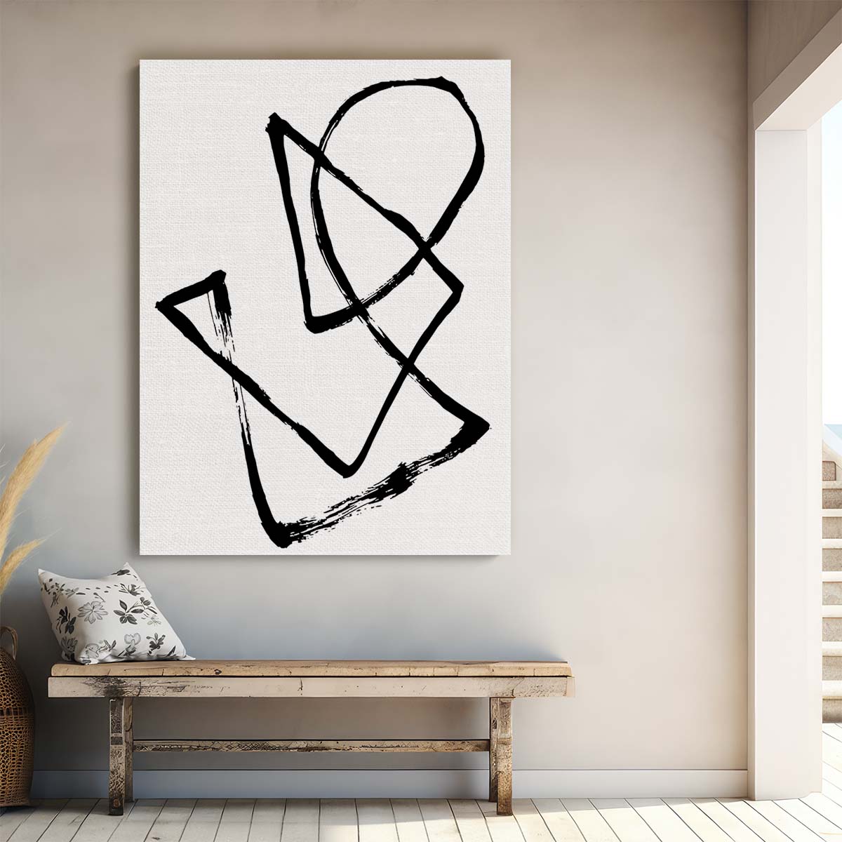 Abstract Geometric Line Art Illustration in Black and White by Luxuriance Designs, made in USA