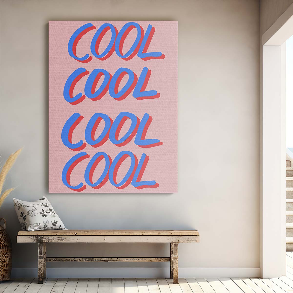 Mid-Century Motivational Quote Illustration, Vintage Pink and Blue Typography Wall Art by Luxuriance Designs, made in USA