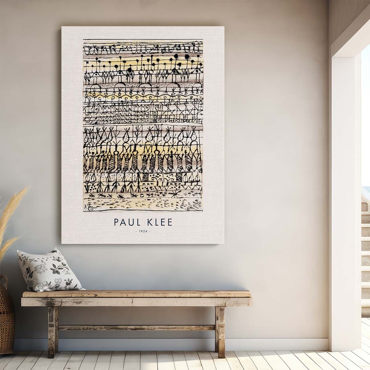 Paul Klee's 1924 Watercolor Illustration, Garden Abstract Art by Luxuriance Designs, made in USA