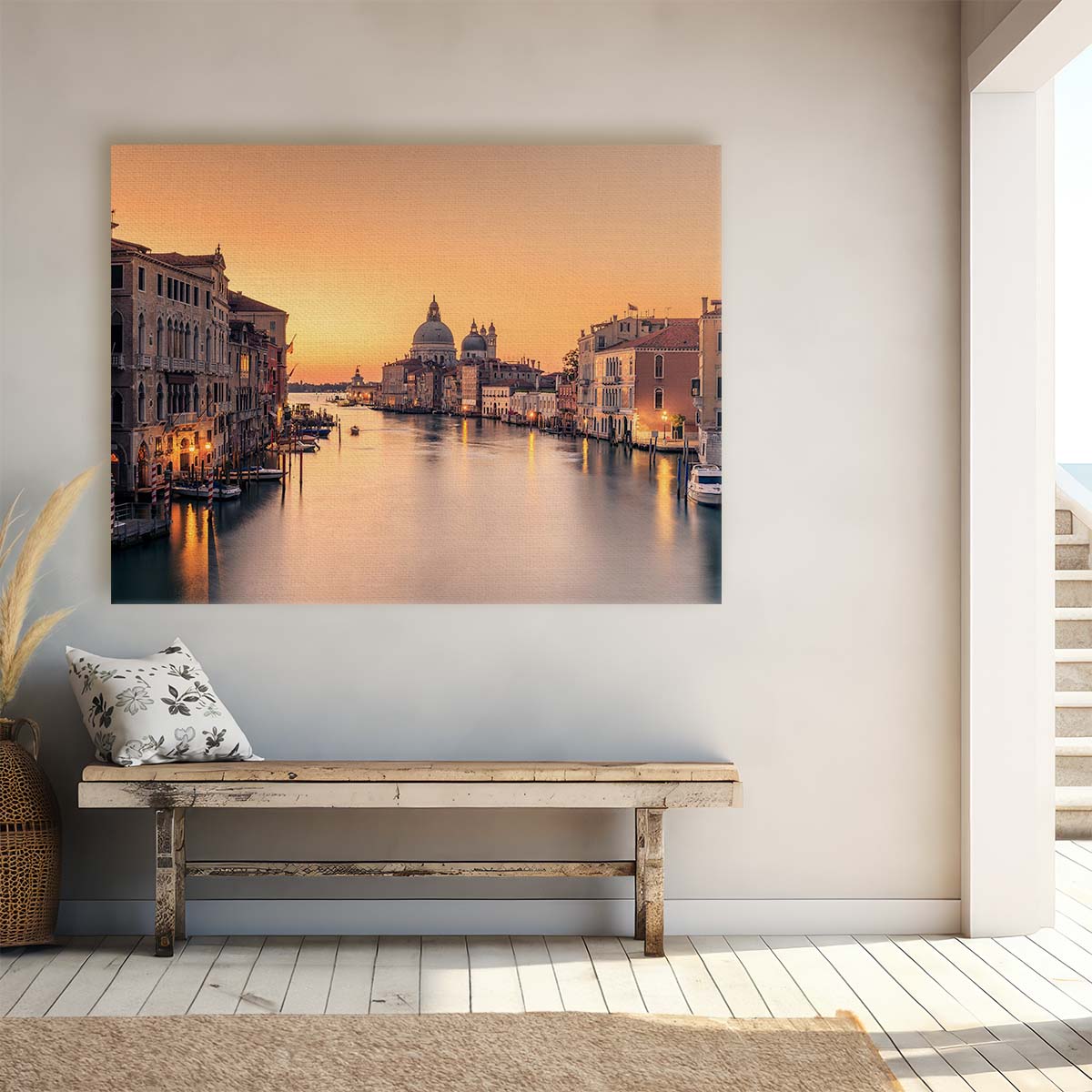 Venice Sunrise Historic Canals & Cityscape Wall Art by Luxuriance Designs. Made in USA.
