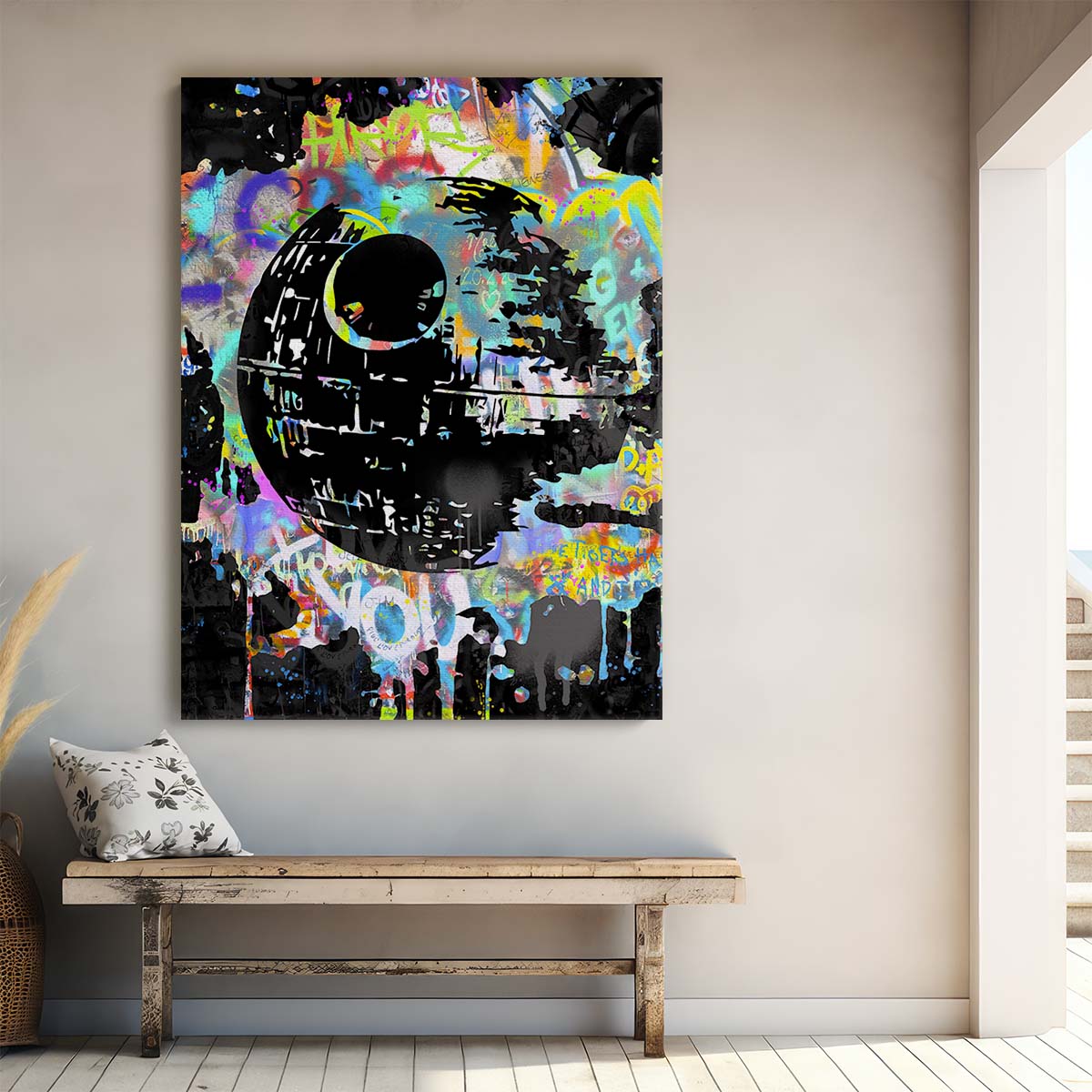 Death Star Graffiti Wall Art by Luxuriance Designs. Made in USA.