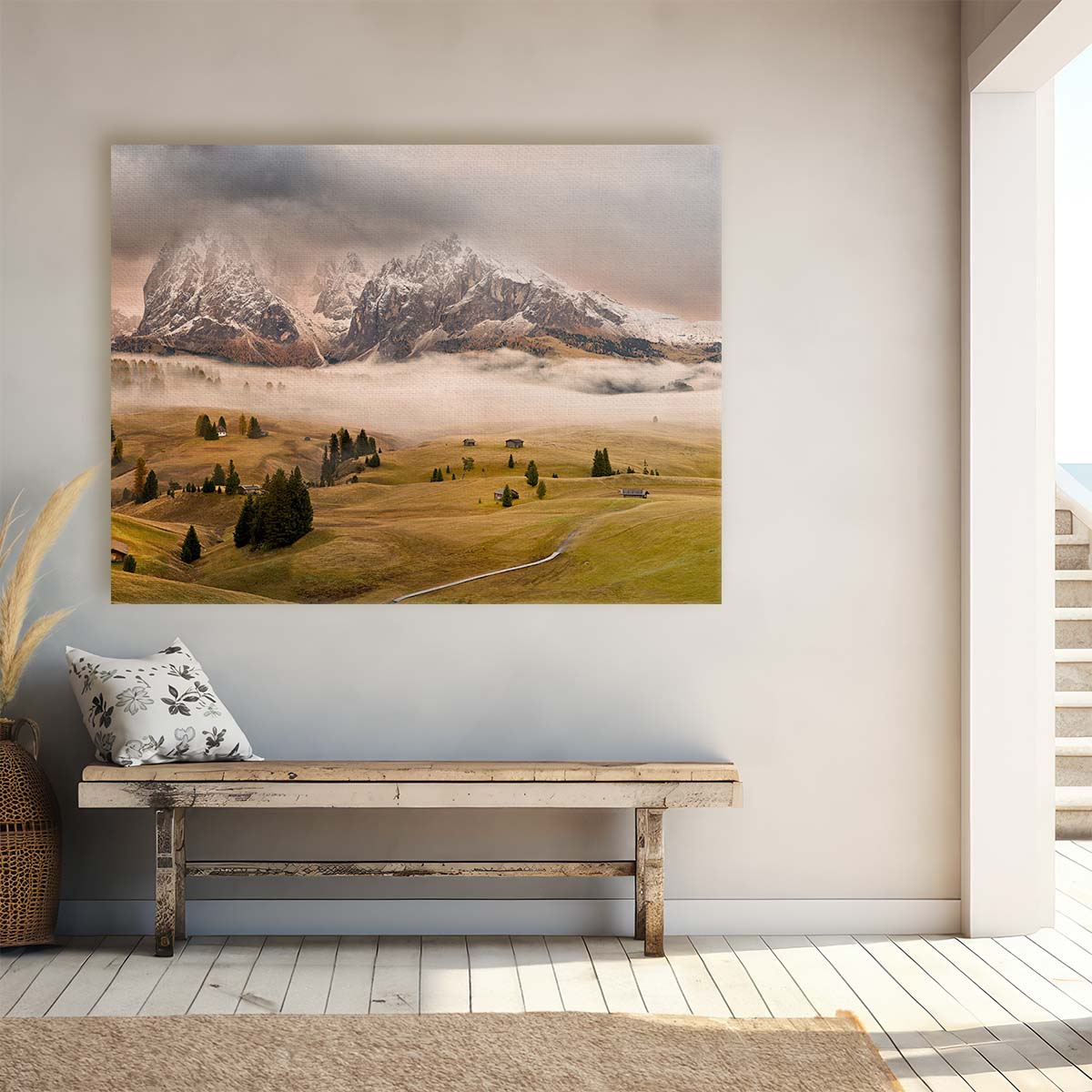 Mystical Dolomites Peaks & Autumn Cottages Wall Art by Luxuriance Designs. Made in USA.