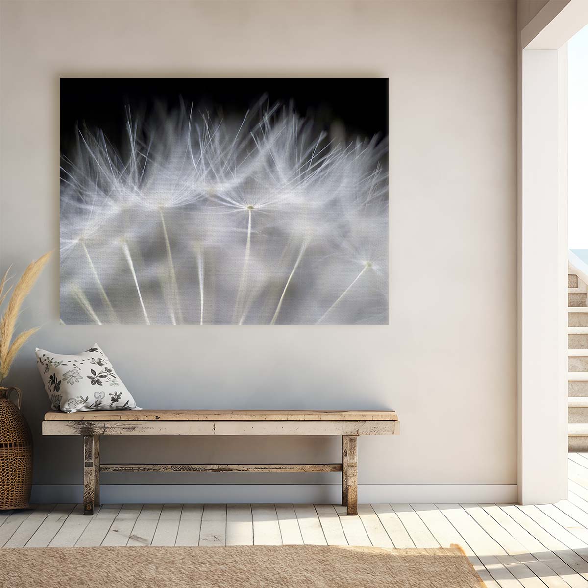 Delicate Dandelion Feather Macro Floral Wall Art by Luxuriance Designs. Made in USA.