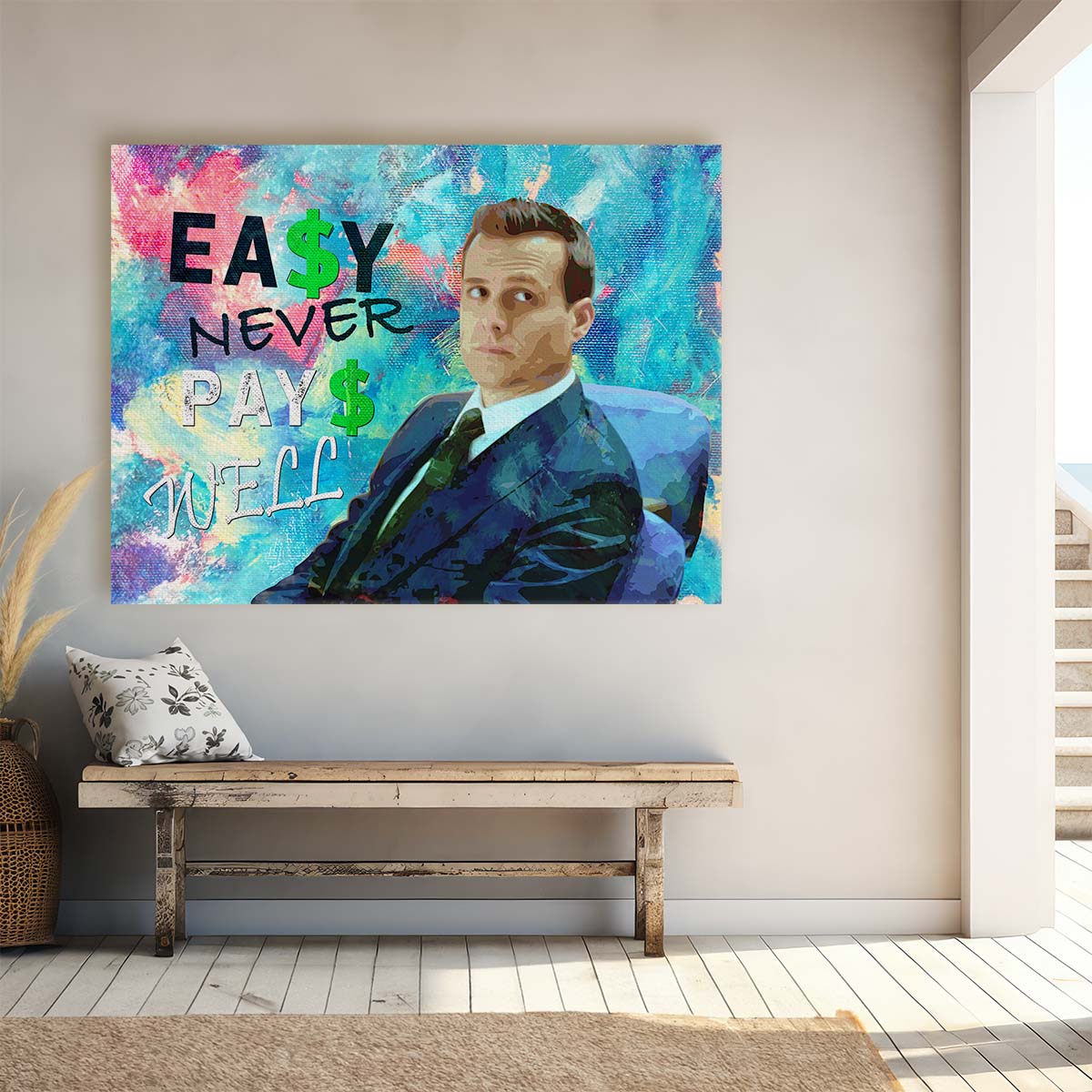 Easy Never Pays Well Harvey Specter Wall Art by Luxuriance Designs. Made in USA.