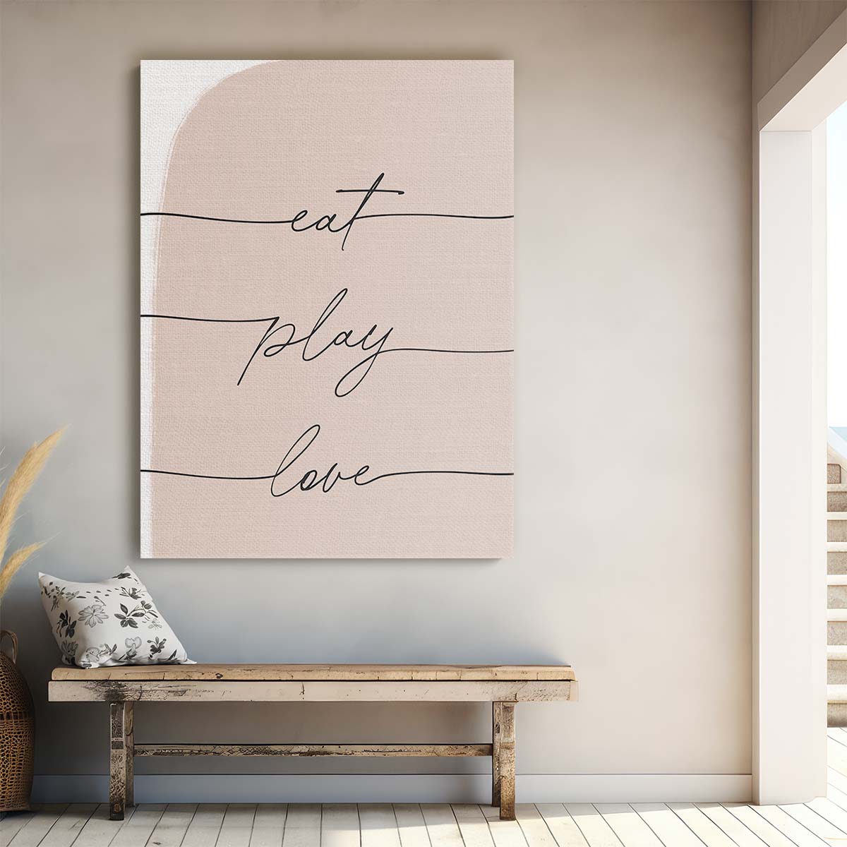 Beige Love Quote Illustration Wall Art by uplusmestudio by Luxuriance Designs, made in USA