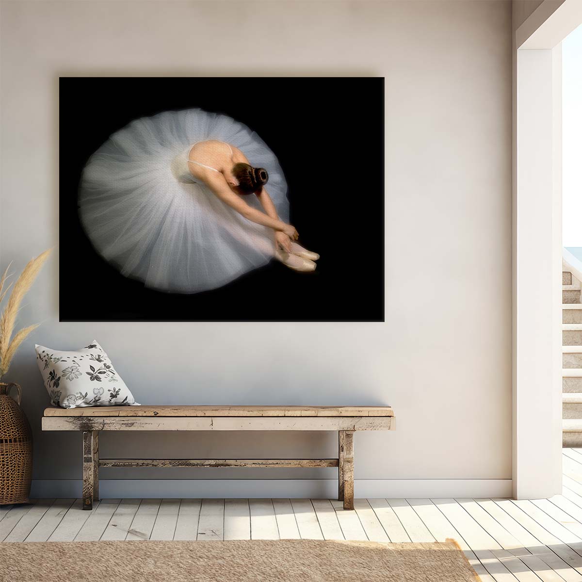 Graceful Ballerina Portrait in White Dress Wall Art by Luxuriance Designs. Made in USA.