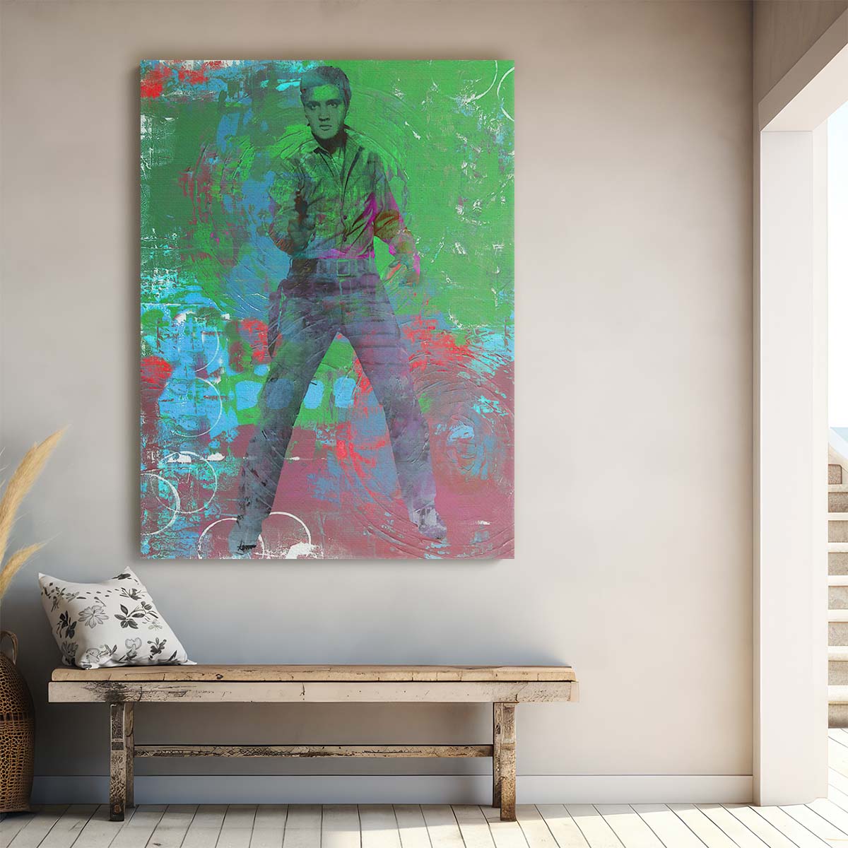 Elvis Presley Circles Green Graffiti Wall Art by Luxuriance Designs. Made in USA.