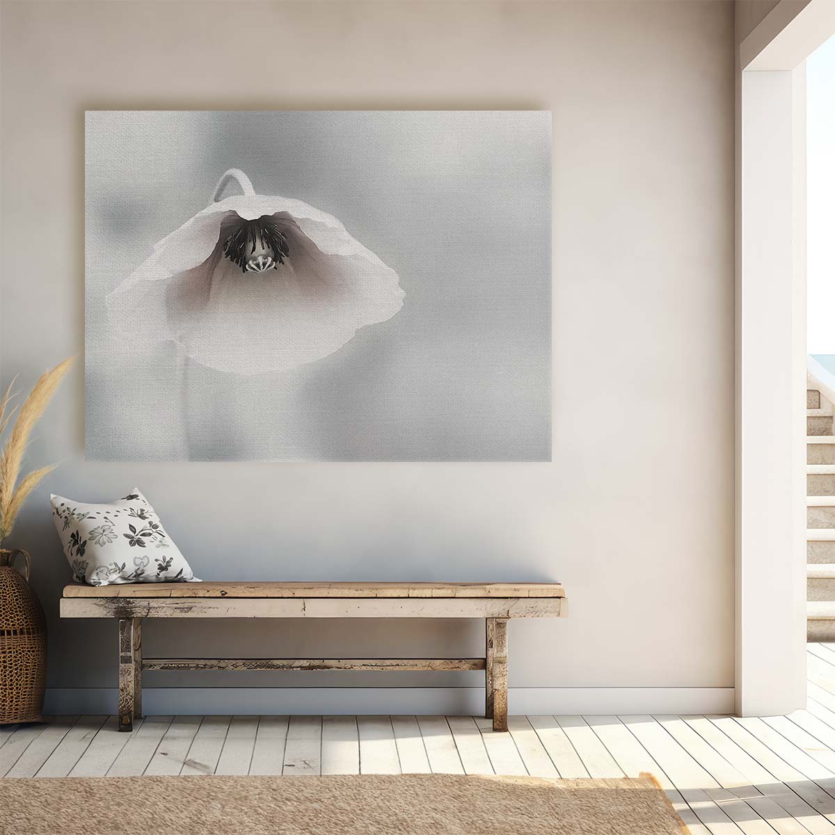 Delicate White Poppy Floral Macro Garden Wall Art by Luxuriance Designs. Made in USA.