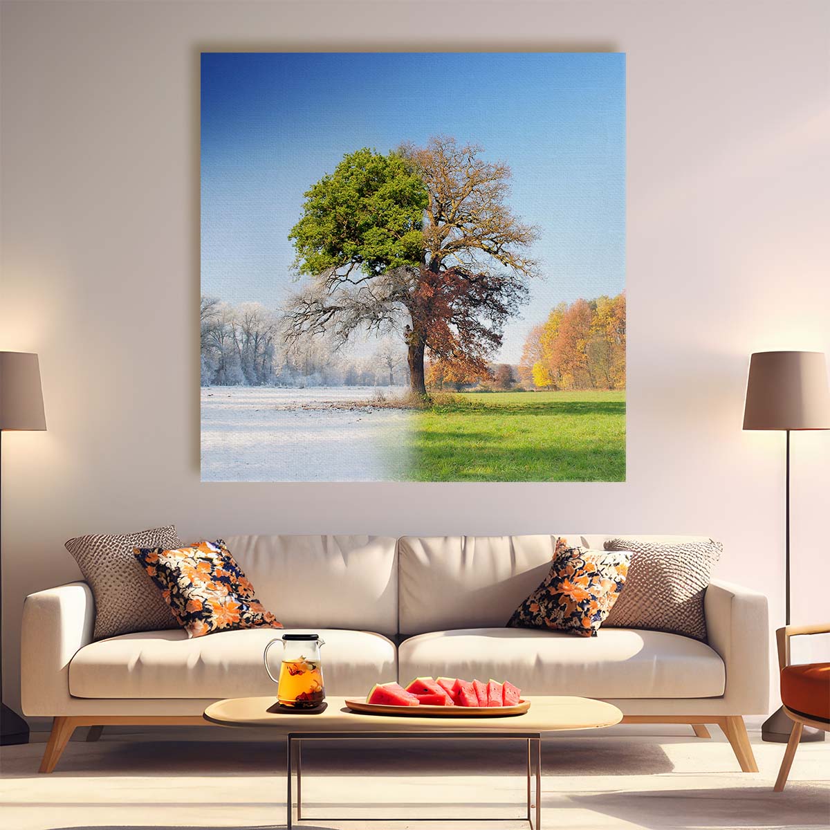 Fantasy Four Seasons Surreal Landscape Photography Wall Art by Luxuriance Designs. Made in USA.