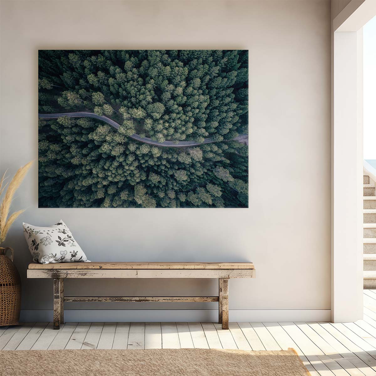 Aerial Forest Road Perspective Wall Art by Luxuriance Designs. Made in USA.