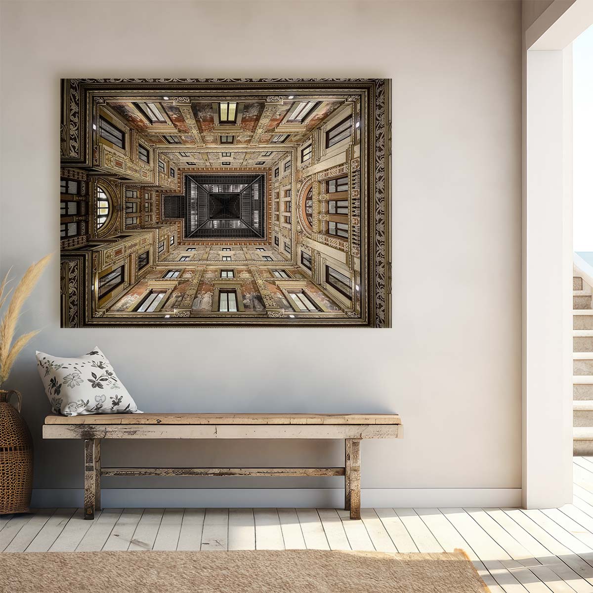 Rome's Historic Galleria Sciarra Courtyard Architecture Wall Art by Luxuriance Designs. Made in USA.