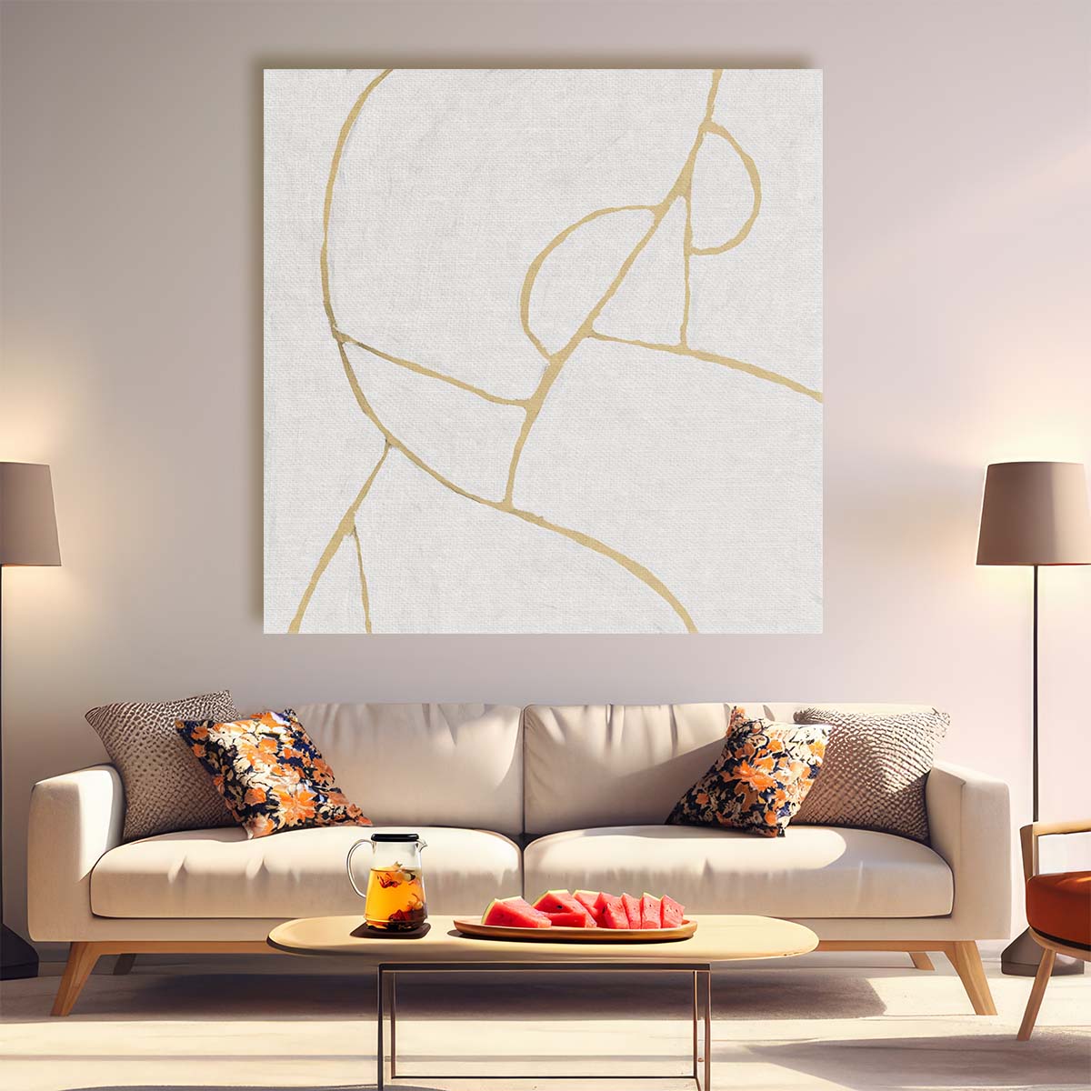 Geometric Lines Abstract Minimalist Painting by Dan Hobday Wall Art by Luxuriance Designs. Made in USA.
