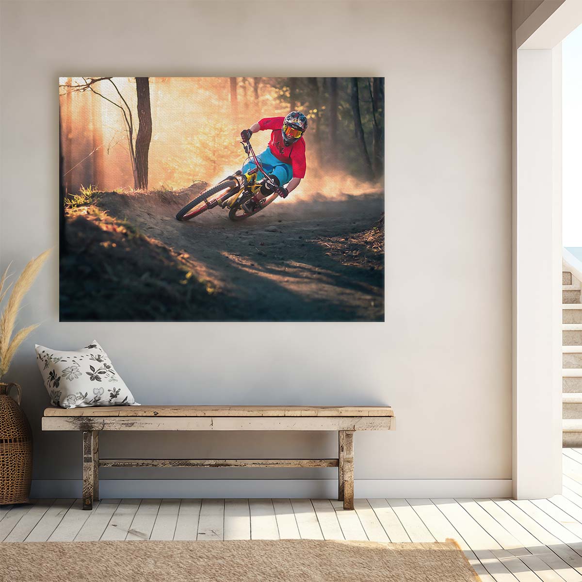 Golden MTB Freeride Adventure Bermed Corner Wall Art by Luxuriance Designs. Made in USA.