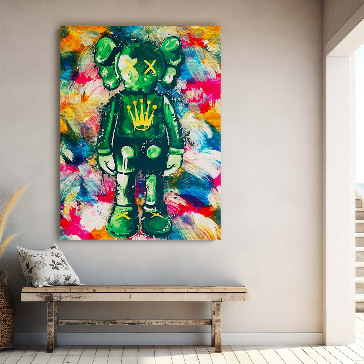 Green Kaws Rolex Watercolor Wall Art by Luxuriance Designs. Made in USA.