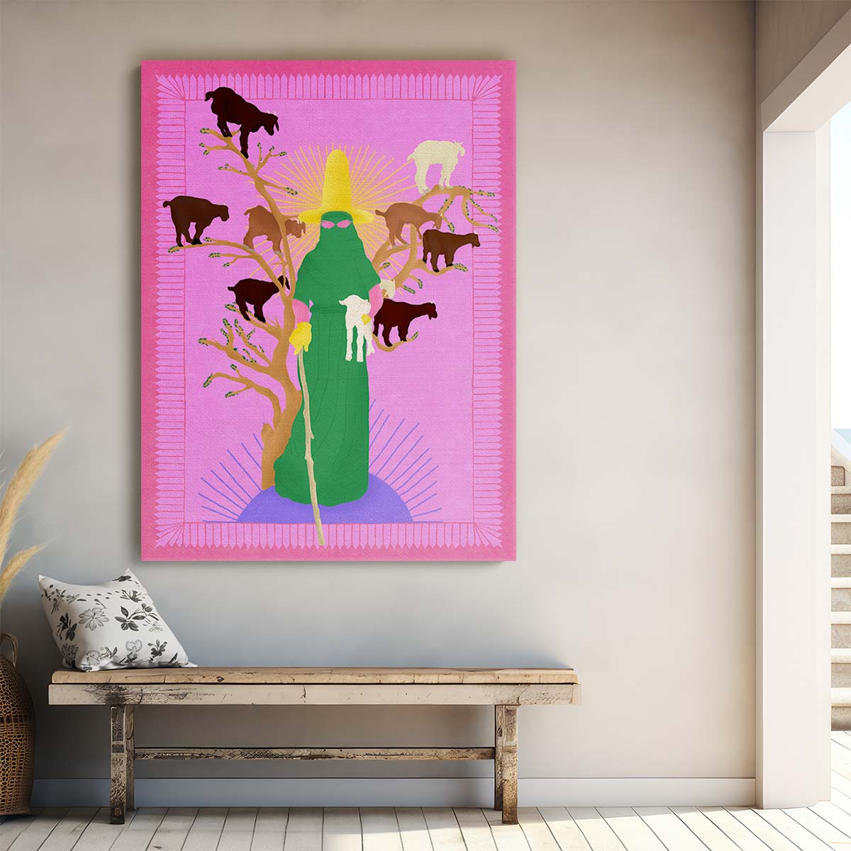 Colorful Feminist Humor Illustration, Holy Woman Herder Art Print by Luxuriance Designs, made in USA