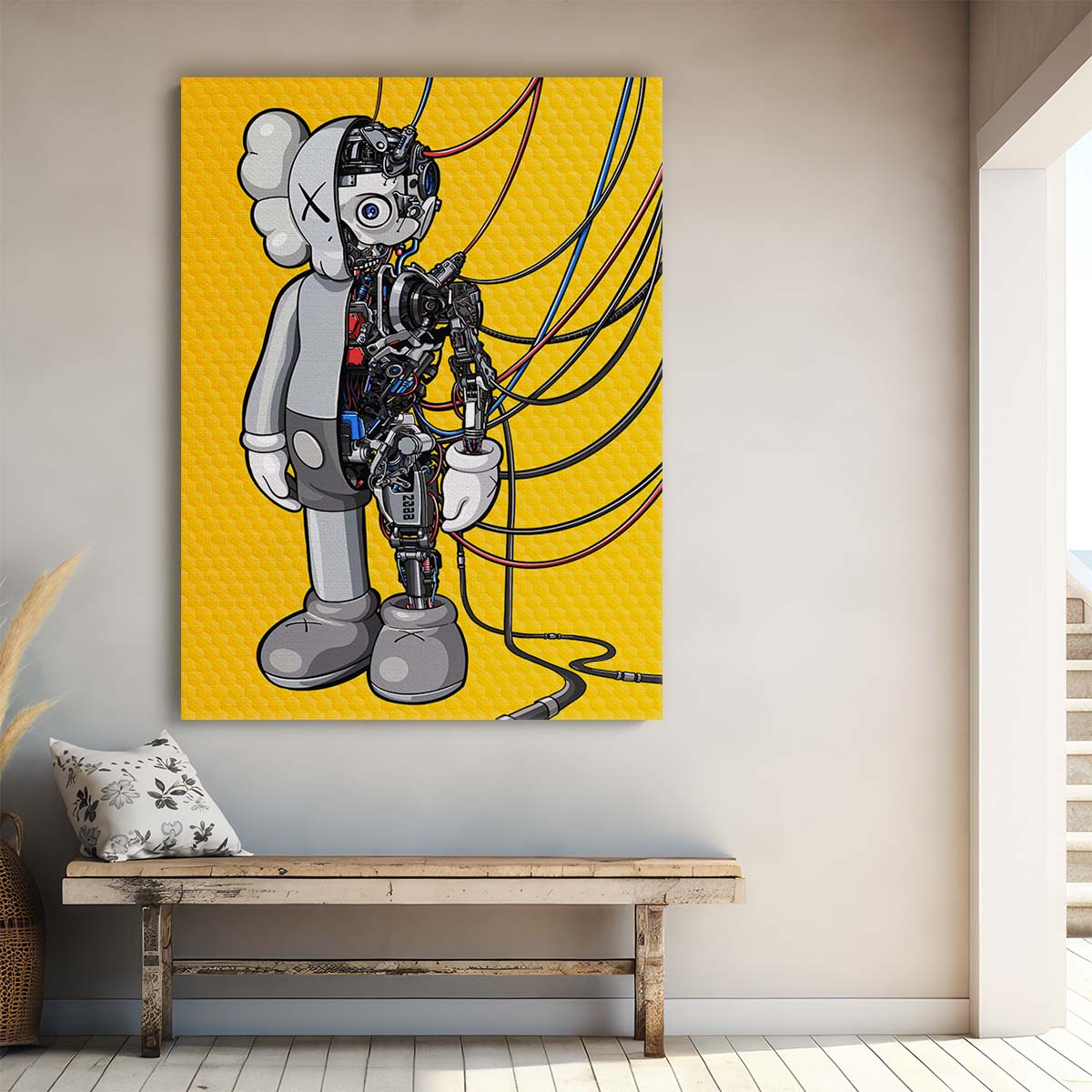 Hypebeast Kaws Robot Android Cartoon Wall Art by Luxuriance Designs. Made in USA.