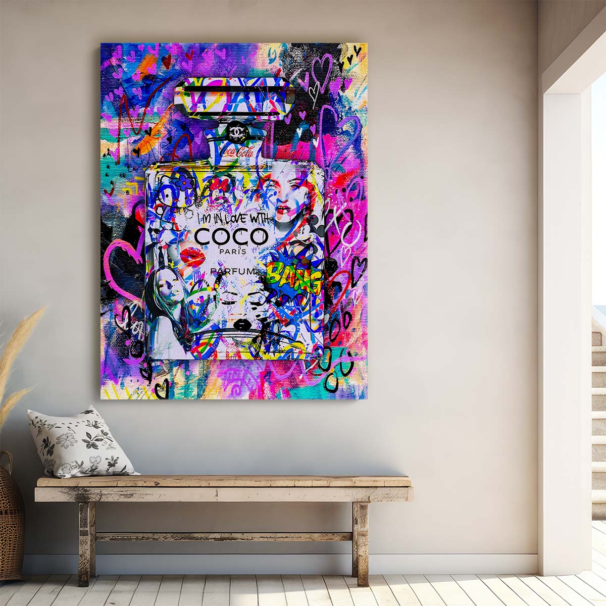 I Am In Love With Coco Chanel Perfume Graffiti Wall Art by Luxuriance Designs. Made in USA.
