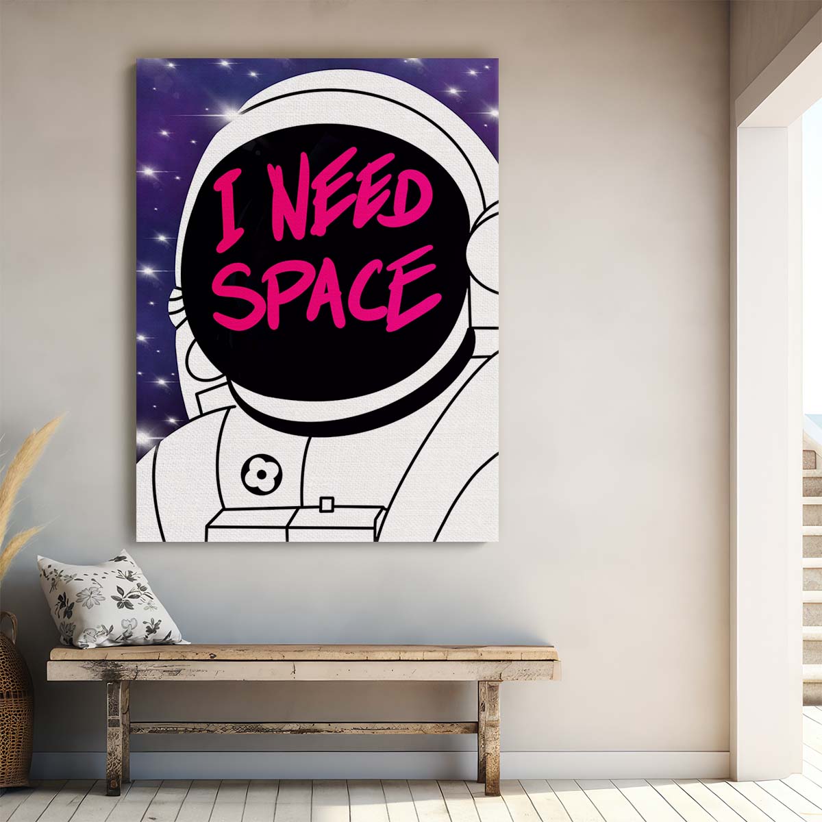 Inspirational Astronaut Space Typography Pop Art Illustration by Luxuriance Designs, made in USA