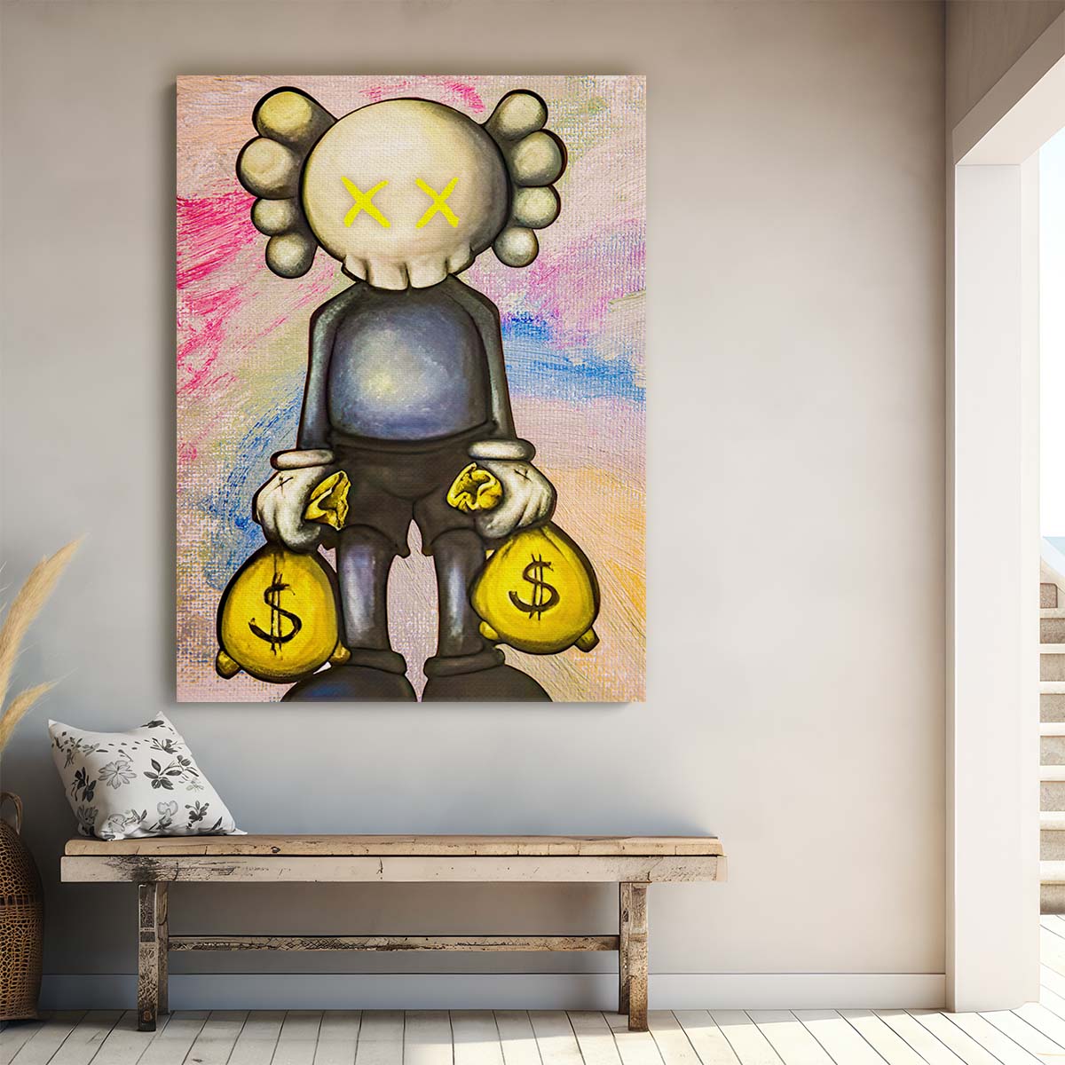 Kaws Money Heist Wall Art by Luxuriance Designs. Made in USA.