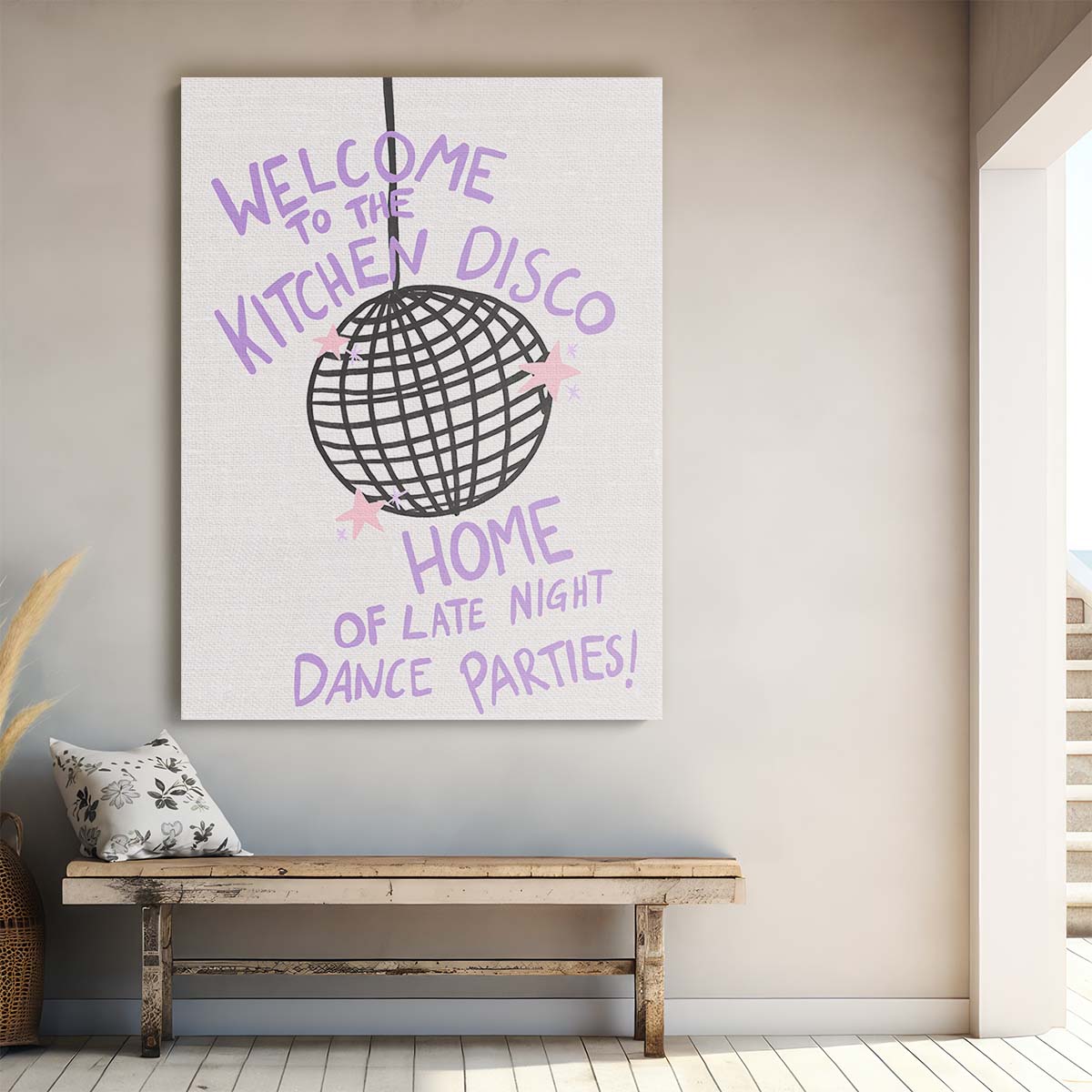 Inspirational Kitchen Disco Typography Illustration - Motivational Quote Art by Luxuriance Designs, made in USA