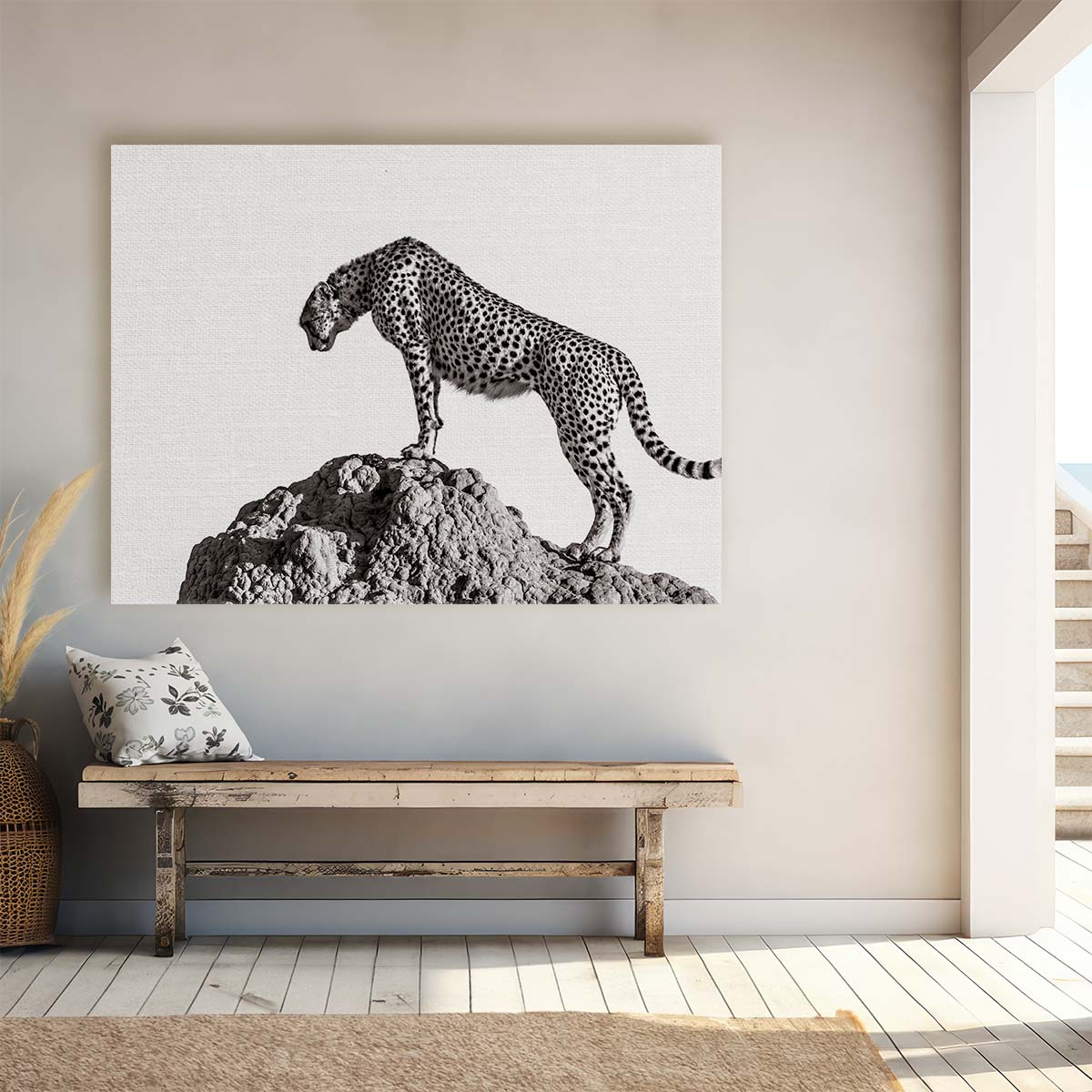 Monochrome Leopard Profile - Masai Mara Wildlife Photography Wall Art