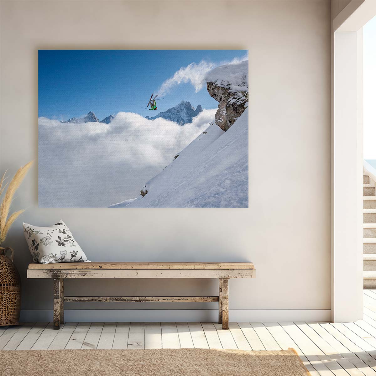 Extreme Alpine Ski Jump & Backflip Wall Art by Luxuriance Designs. Made in USA.
